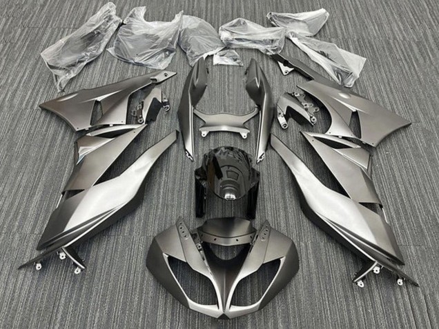 Matte Silver Black 2009-2012 Kawasaki ZX6R Motorcycle Fairings