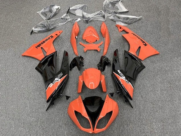 Orange Glossy Black 2009-2012 Kawasaki ZX6R Motorcycle Fairing