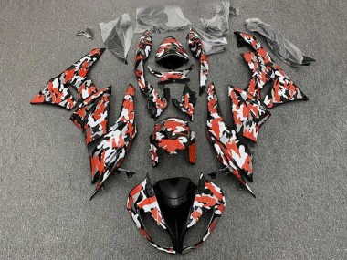 Red White Black Camouflage 2009-2012 Kawasaki ZX6R Motorcycle Fairings
