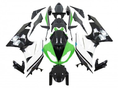 Green White Glossy Black 2009-2012 Kawasaki ZX6R Motorcycle Fairings