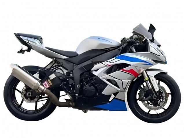 White Blue Red Black 2009-2012 Kawasaki ZX6R Motorcycle Fairings