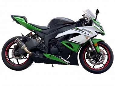 White Green Black 2009-2012 Kawasaki ZX6R Motorcycle Fairings