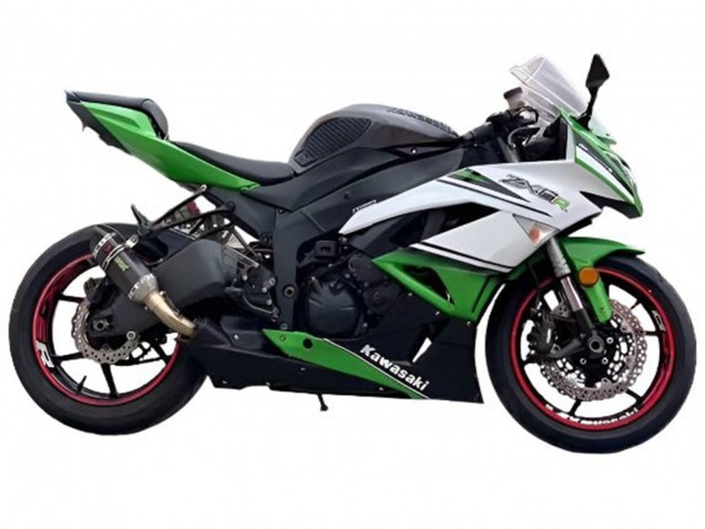 White Green Black 2009-2012 Kawasaki ZX6R Motorcycle Fairings