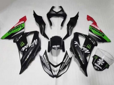Matte Black Green Red White Monster Snow 2013-2018 Kawasaki ZX6R Motorcycle Fairings