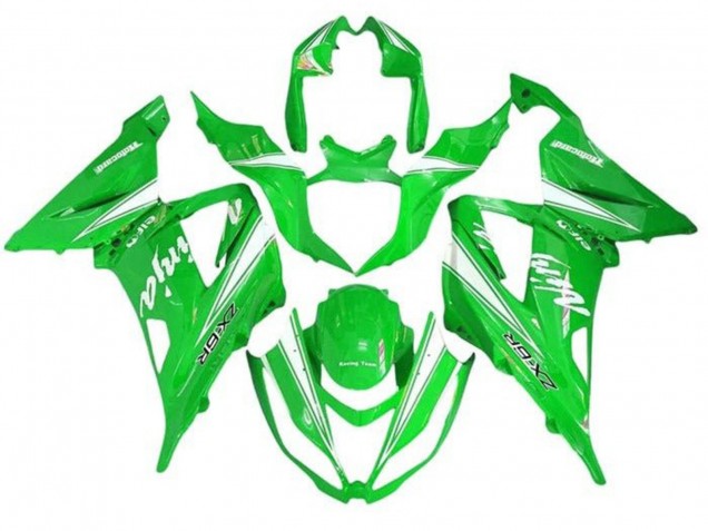 Green White 2013-2018 Kawasaki ZX6R Motorcycle Fairings
