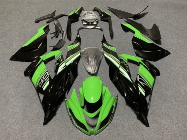 Green Glossy Black 2013-2018 Kawasaki ZX6R Motorcycle Fairings Kit