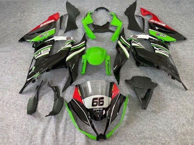 Green White Black Red Elf 66 2013-2018 Kawasaki ZX6R Motorcycle Fairings