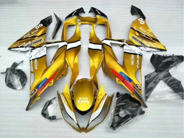 Gold White Black 2013-2018 Kawasaki ZX6R Motorcycle Fairings