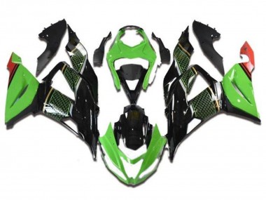 Green Black Red Honeycomb 2013-2018 Kawasaki ZX6R Motorcycle Fairings