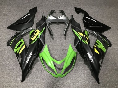 Matte Black Green Yellow 2013-2018 Kawasaki ZX6R Motorcycle Fairings