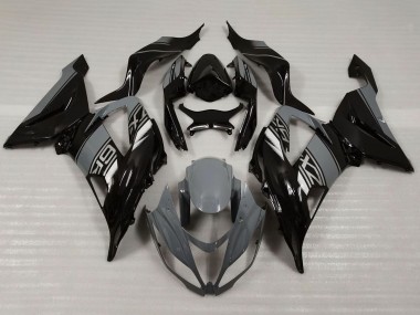 Nardo Grey Glossy Black 2013-2018 Kawasaki ZX6R Motorcycle Fairings