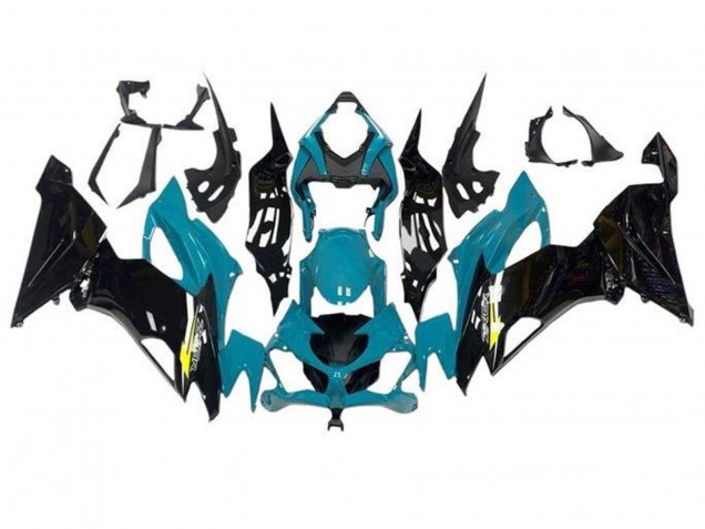 Teal Blue Glossy Black Yellow 2019-2022 Kawasaki ZX6R Motorcycle Fairings