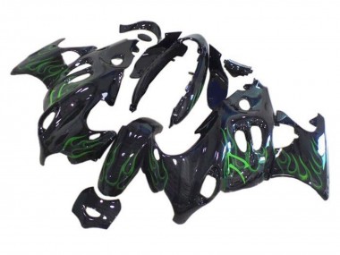 Glossy Black Green Flame 2004-2006 Suzuki GSX600F/GSX750F Motorcycle Fairings
