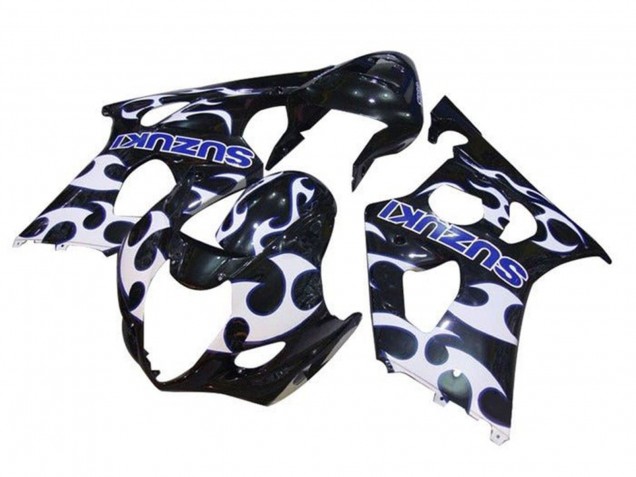 Black White Blue Tribal 2003-2004 Suzuki GSXR 1000 Motorcycle Fairings