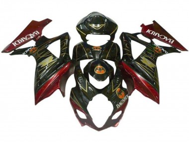 Black Red Gold BACARDI 2007-2008 Suzuki GSXR 1000 Motorcycle Fairings