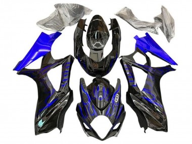Black Blue Flame 2007-2008 Suzuki GSXR 1000 Motorcycle Fairings