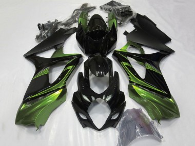 Green Glossy Black 2007-2008 Suzuki GSXR 1000 Motorcycle Fairings
