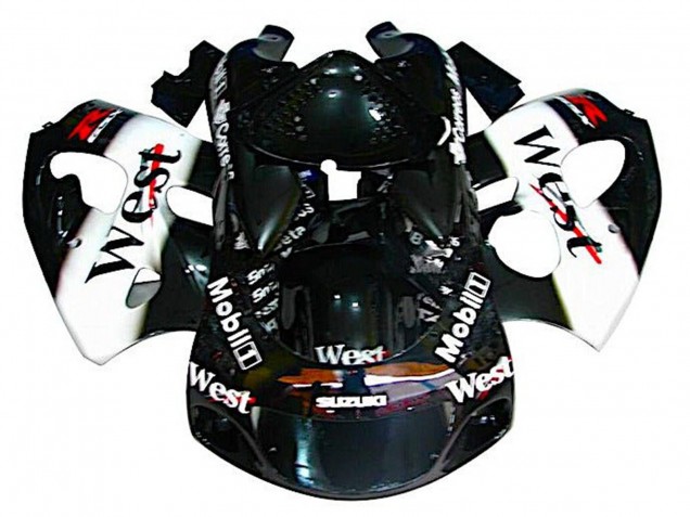 Black White West 1996-2000 Suzuki GSXR 600 / GSXR 750 Motorcycle Fairings