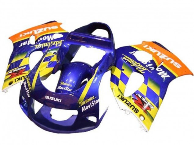Blue Orange Yellow Telefonica MoviStar 1996-2000 Suzuki GSXR 600 / GSXR 750 Motorcycle Fairings