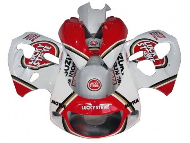 White Red Lucky Strike 1996-2000 Suzuki GSXR 600 / GSXR 750 Motorcycle Fairings