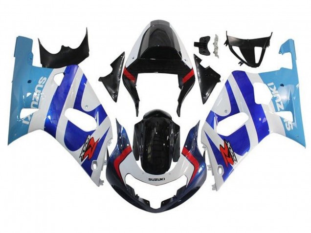 White Triple Blue Glossy Black Red 2001-2003 Suzuki GSXR 600 / GSXR 750 Motorcycle Fairings