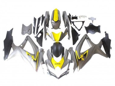 Silver Yellow Black 2008-2010 Suzuki GSXR 600 / GSXR 750 Motorcycle Fairings