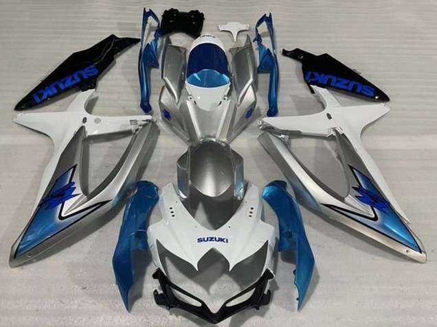 White Silver Light Blue Black 2008-2010 Suzuki GSXR 600 / GSXR 750 Motorcycle Fairings