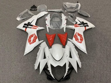 White Red Lipstick Kiss 2011-2024 Suzuki GSXR 600 / GSXR 750 Motorcycle Fairings