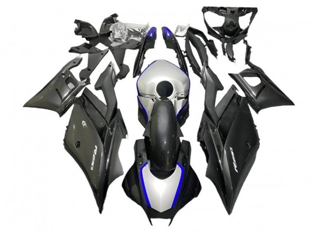 Silver Blue Black Carbon Fiber Style 2022-2024 Yamaha YZF R3/R25 Motorcycle Fairings
