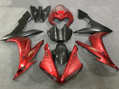 Red Faux Carbon Fiber Matte Black 2004-2006 Yamaha YZF 1000 R1 Motorcycle Fairings