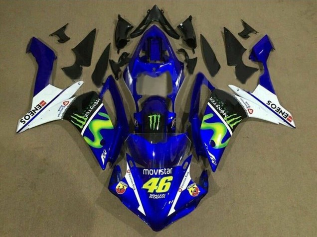 Blue White Black Green MoviStar Monster ENEOS 2007-2008 Yamaha YZF 1000 R1 Motorcycle Fairings