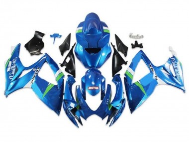 Blue Green White Ecstar 2006-2007 Suzuki GSXR 600 / GSXR 750 Motorcycle Fairings