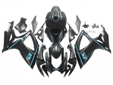 Matte Black Turquoise Blue 2006-2007 Suzuki GSXR 600 / GSXR 750 Motorcycle Fairings