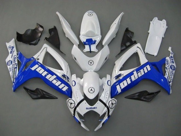 White Blue Jordan 2006-2007 Suzuki GSXR 600 / GSXR 750 Motorcycle Fairings