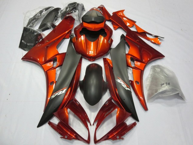 Orange Matte Black 2006-2007 Yamaha YZF R6 Motorcycle Fairings