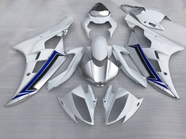 White Silver Blue Black 2006-2007 Yamaha YZF R6 Motorcycle Fairings