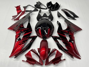Red Glossy Black Fade 2008-2016 Yamaha YZF R6 Motorcycle Fairings
