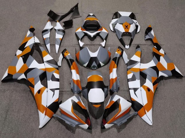 White Orange Grey Black Camouflage 2008-2016 Yamaha YZF R6 Motorcycle Fairings