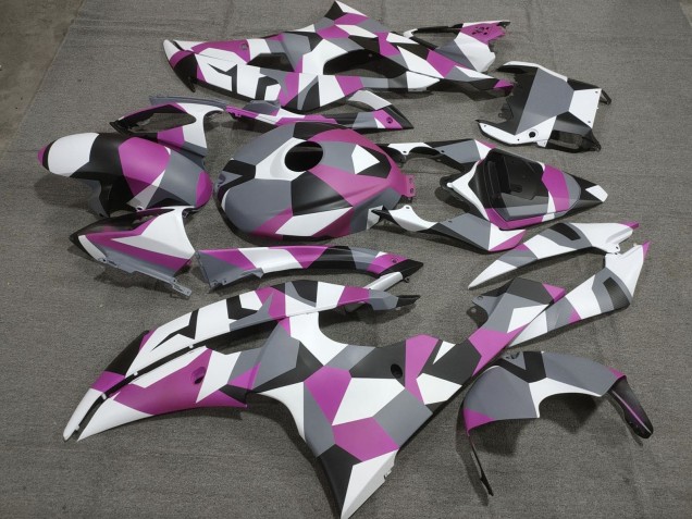 White Pink Grey Black Camouflage 2008-2016 Yamaha YZF R6 Motorcycle Fairings