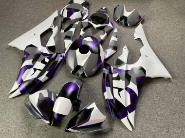 White Purple Grey Black Camouflage 2008-2016 Yamaha YZF R6 Motorcycle Fairings