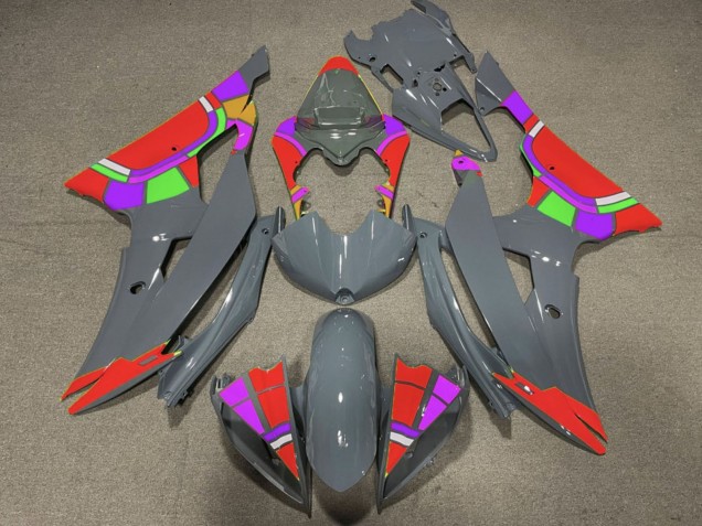 Nardo Grey Red Color Wheel 2008-2016 Yamaha YZF R6 Motorcycle Fairings