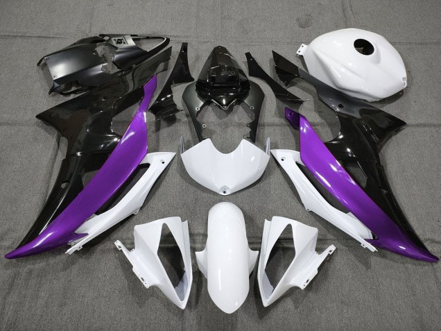 White Purple Glossy Black 2008-2016 Yamaha YZF R6 Motorcycle Fairings