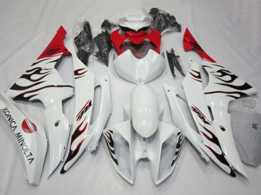 White Red Black Flame 2008-2016 Yamaha YZF R6 Motorcycle Fairings