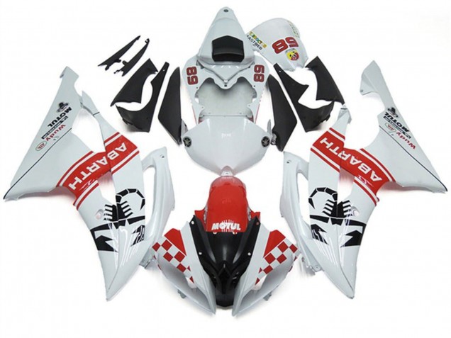White Red Black Motul Michelin Abarth 89 2008-2016 Yamaha YZF R6 Motorcycle Fairings