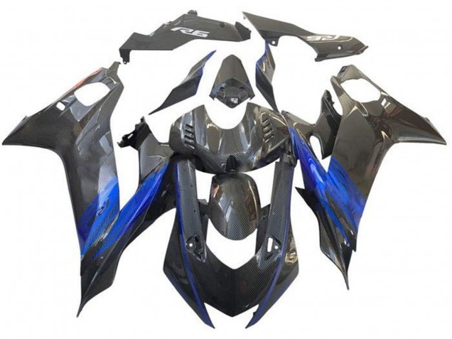 Blue Black Faux Carbon Fiber 2017-2023 Yamaha YZF R6 Motorcycle Fairing
