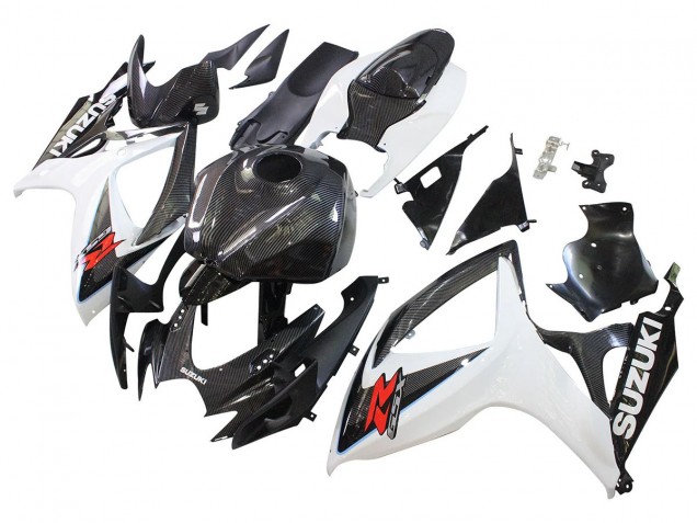 Black White Carbon Fiber Style 2006-2007 Suzuki GSXR 600/750 Motorcycle Fairings
