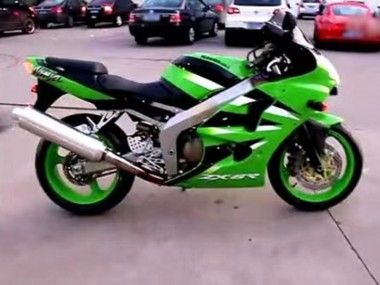 Green White Black 2000-2002 Kawasaki ZX6R Motorcycle Fairing