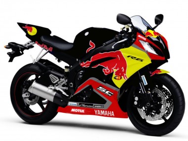 Glossy Black Yellow Red Bull Motul 2006-2007 Yamaha YZF R6 Motorcycle Fairings