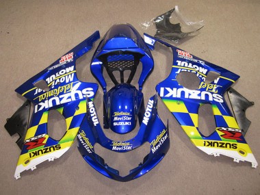 Blue Yellow White Telefonica MoviStar 2000-2002 Suzuki GSXR 1000 Motorcycle Fairings