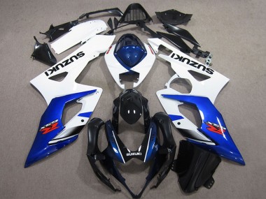 White Blue Glossy Black 2005-2006 Suzuki GSXR 1000 Bike Fairings